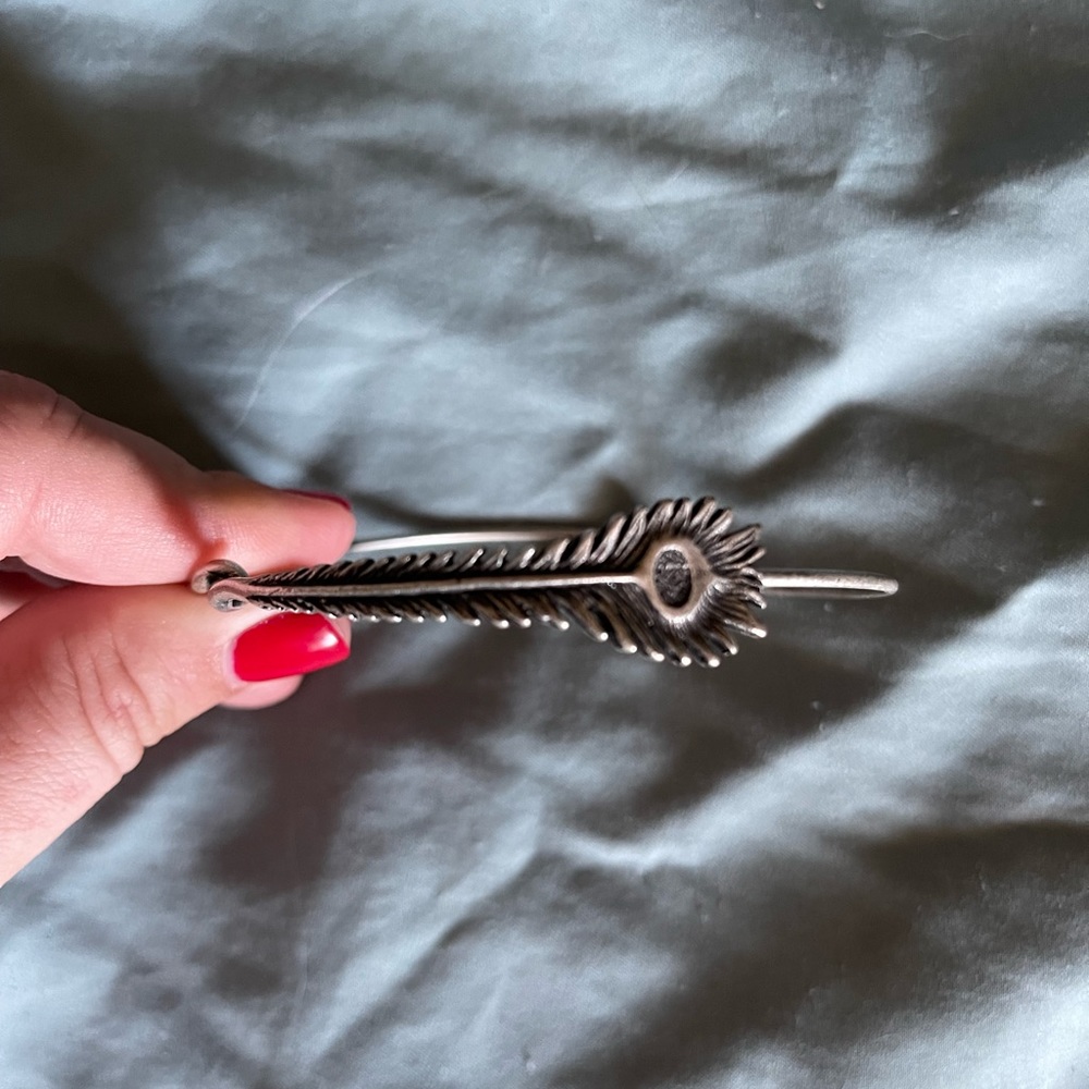 Alex & Ani silver peacock feather bracelet
